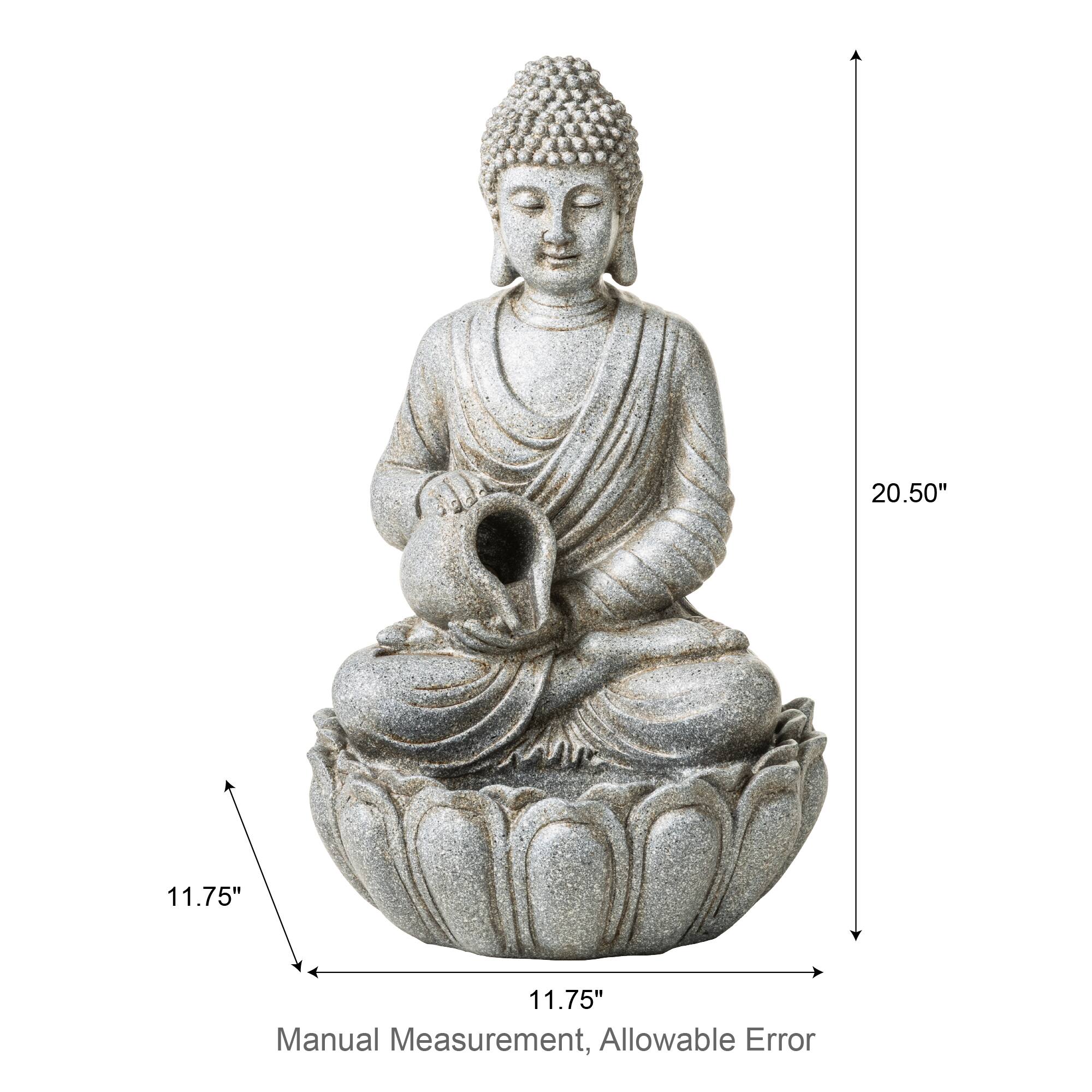 Glitzhome® 20.5" Zen-Style LED Meditating Buddha Outdoor Fountain